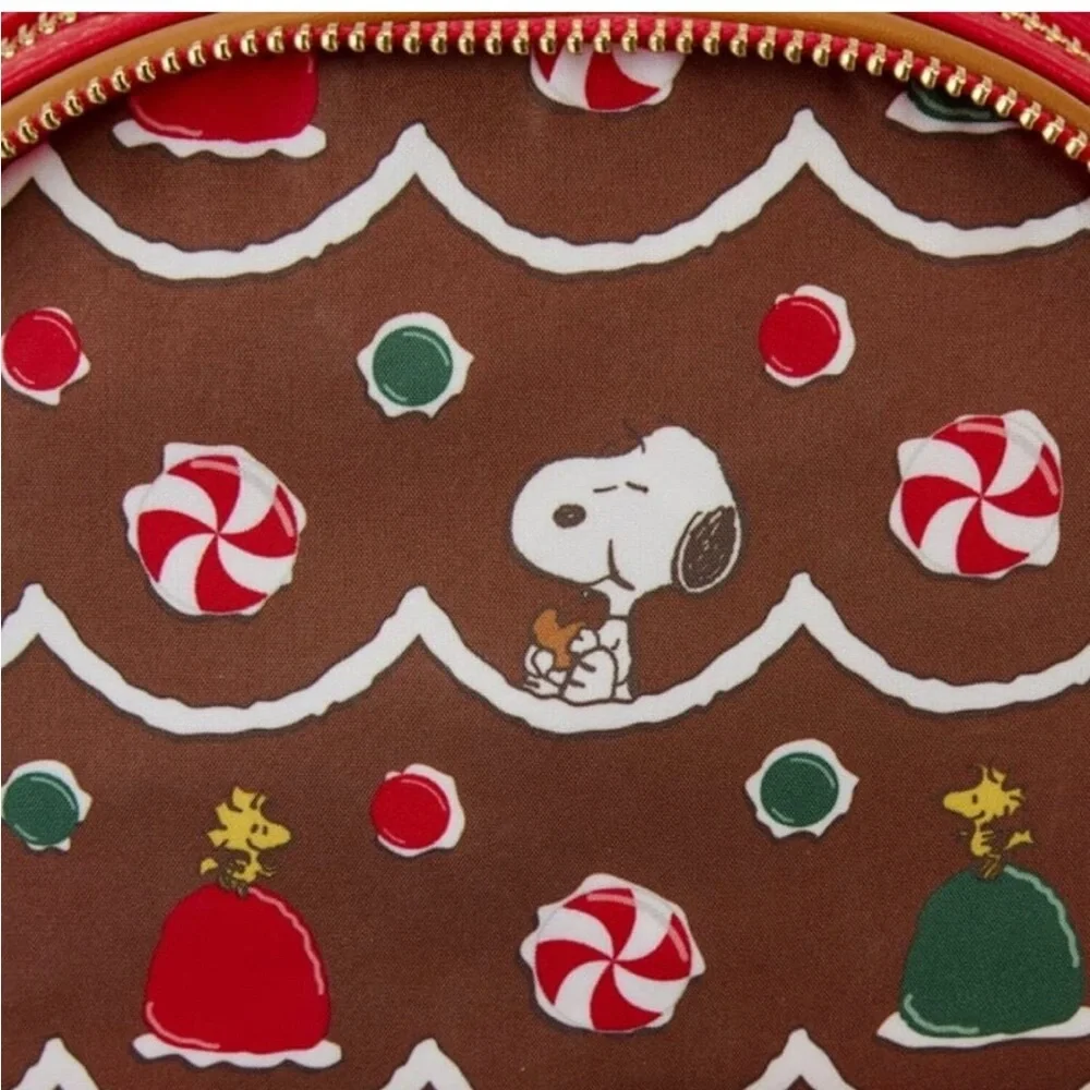 NWT Loungefly Peanuts Snoopy Gingerbread House Christmas Backpack